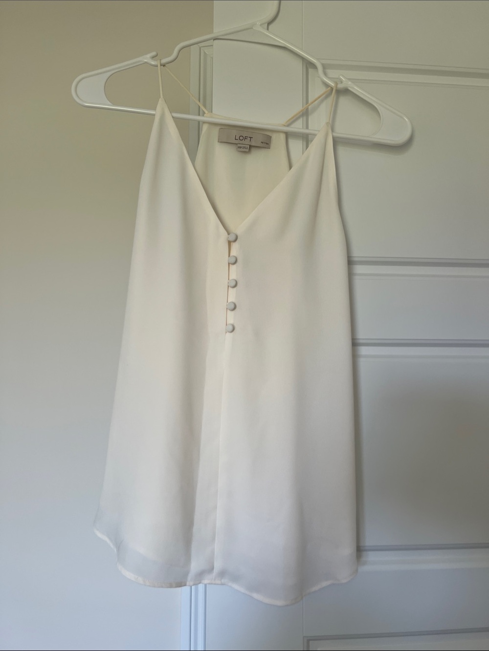 LOFT Ivory Spaghetti-Strap Button-Front Cami